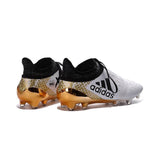 Adidas X 16+ Purechaos FG/AG Soccer Cleats White Gold Metallic Black - StarStadium