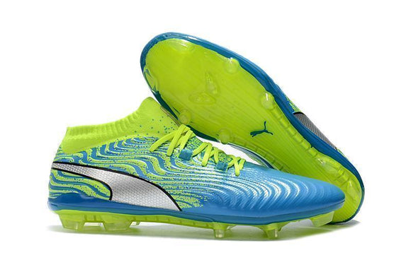 PUMA ONE 18.1 FG Soccer Cleats Blue Green Silver