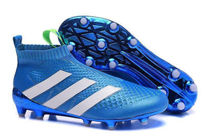 Adidas ACE 16+ Purecontrol FG/AG Soccer Cleats Blue White Green - StarStadium