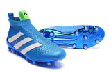 Adidas ACE 16+ Purecontrol FG/AG Soccer Cleats Blue White Green - StarStadium