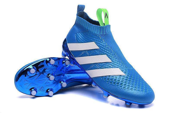 Adidas ACE 16+ Purecontrol FG/AG Soccer Cleats Blue White Green - StarStadium