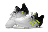 Adidas ACE 17.1 Leather FG Soccer Cleats Fluorescent Green White Black - StarStadium