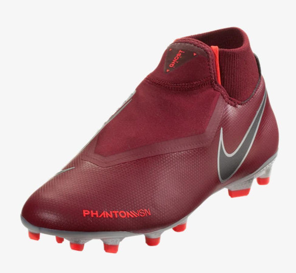 Nike Phantom Vision Elite DF FG Soccer Cleats Maroon Silver Black - StarStadium