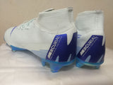 Nike Mercurial Superfly VI Academy MG Cleat White Blue High Cut - StarStadium