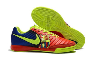 Nike TiempoX Ligera IV Barcelona IC Soccer Shoes Red Fluorescent Green - StarStadium