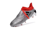 Adidas X 16+ Purechaos FG/AG Soccer Cleats Silver Metallic Solar Red - StarStadium