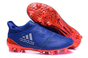 Adidas X 16+ Purechaos FG/AG Soccer Cleats All Blue Solar Red - StarStadium