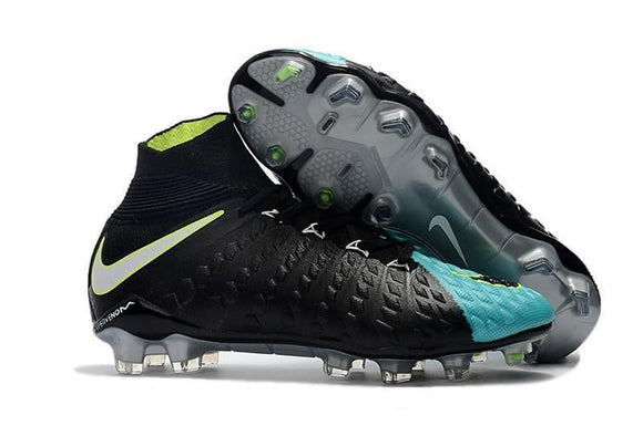 Nike Hypervenom Phantom III DF FG Soccer Cleats Black Turquoise Blue - StarStadium