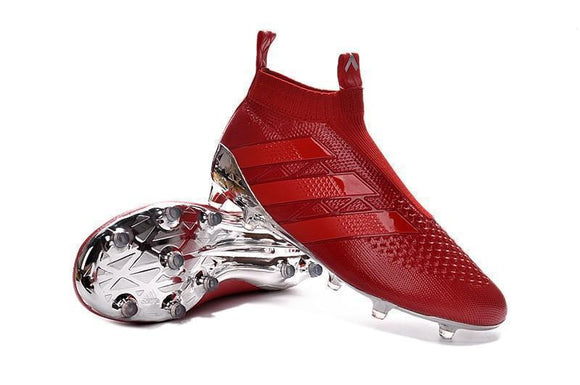 Adidas ACE 16+ Purecontrol FG/AG Soccer Cleats Red Silver - StarStadium