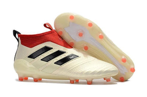 Adidas Ace 17+ Purecontrol FG Champagne Soccer Cleats White Red Black - StarStadium