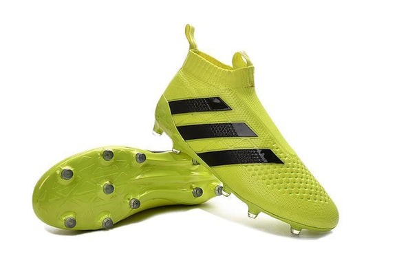 Adidas ACE 16+ Purecontrol FG/AG Soccer Cleats Solar Yellow Black - StarStadium