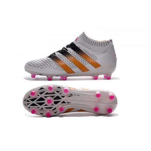 Adidas ACE 16.1 Primeknit FG/AG Soccer Shoes White Gold Black Pink - StarStadium