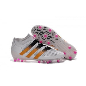 Adidas ACE 16.1 Primeknit FG/AG Soccer Shoes White Gold Black Pink - StarStadium