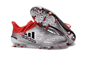 Adidas X 16+ Purechaos FG/AG Soccer Cleats Silver Metallic Solar Red - StarStadium