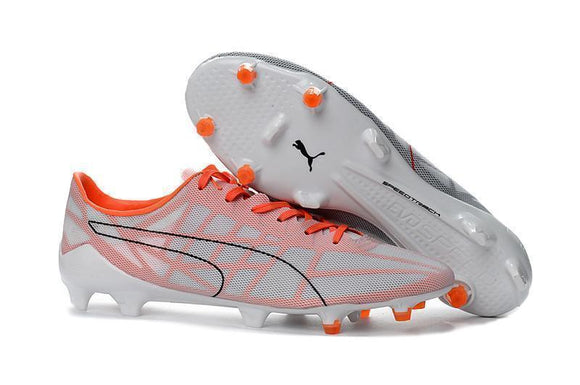 PUMA evoSPEED 1.4 SL FG Soccer Cleats White Solar Pink - StarStadium