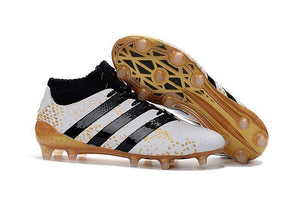 Adidas ACE 16.1 Primeknit FG/AG Soccer Shoes White Black Gold Metallic - StarStadium