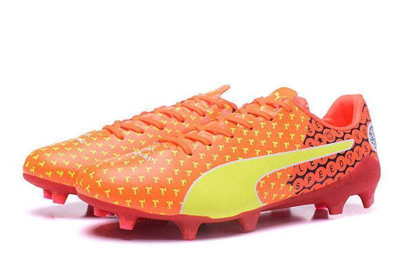 PUMA evoSPEED 17 SL-S FG Soccer Cleats Orange Yellow Red Black - StarStadium