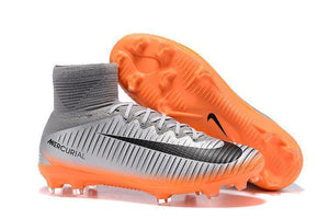 Nike Mercurial Superfly V FG Soccer Cleats Silver Orange Black - StarStadium